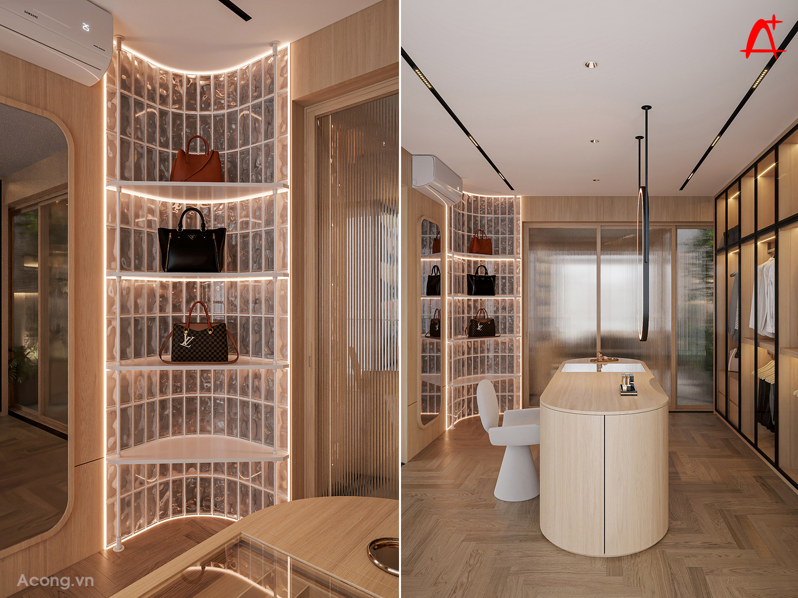 Phòng thay đồ sang trọng, tinh tế